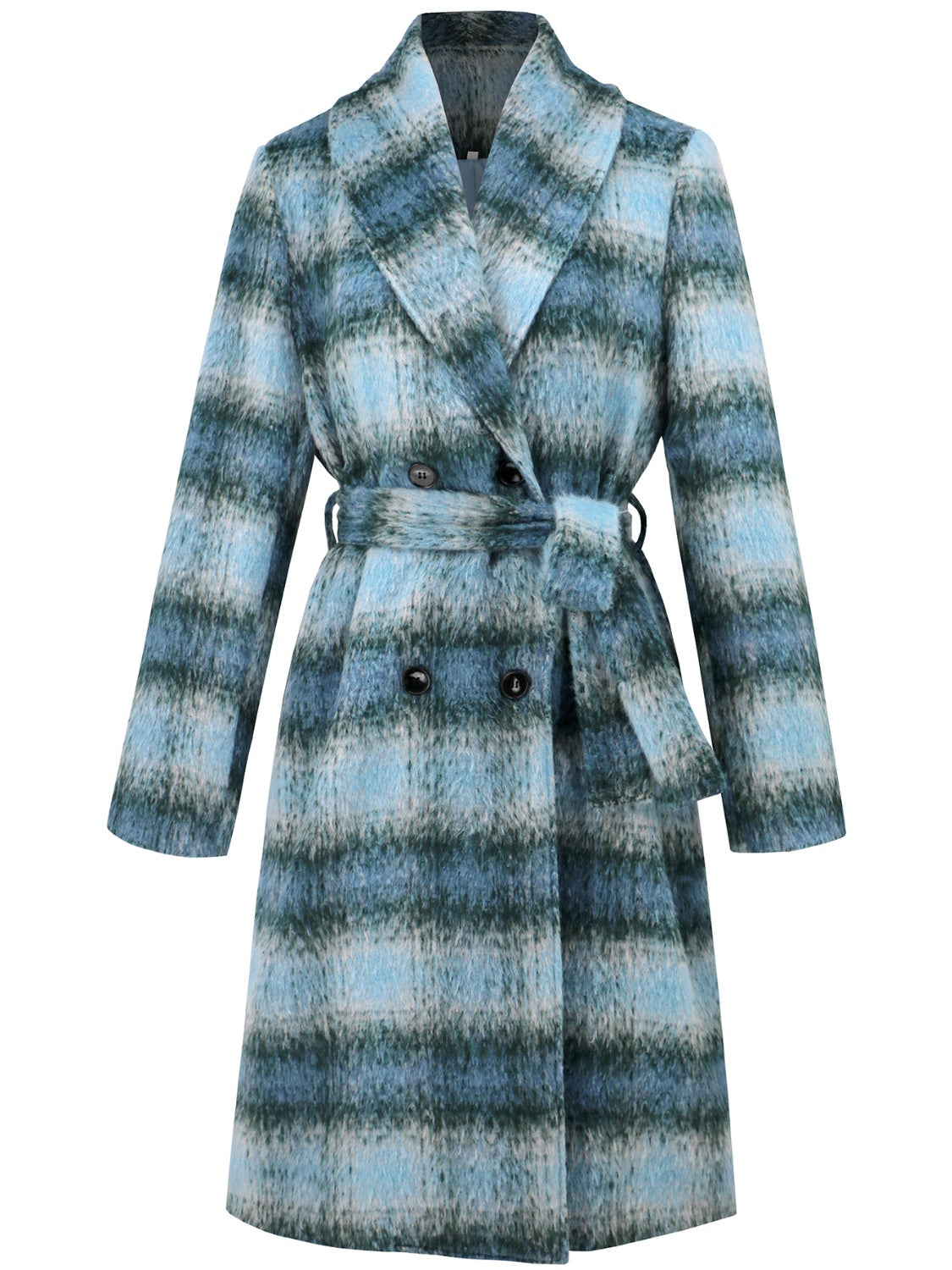Rosario | Checked, long-sleeved coat with a tie waist