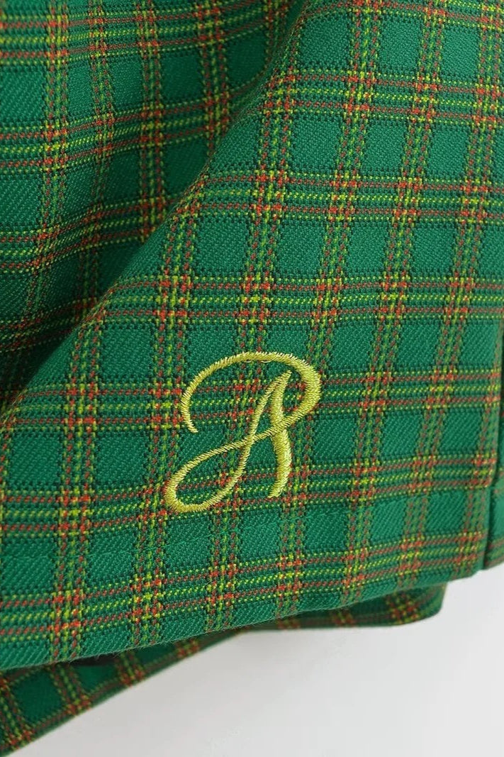 Letter Embroidery Plaid Low Waist Skirt