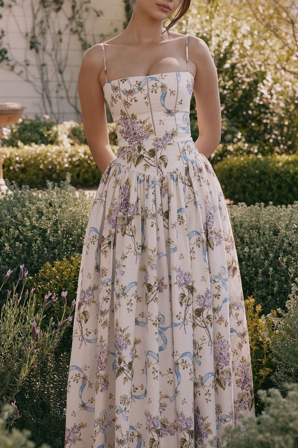 Elegant Gentle Floral Cami Fairy Maxi Dress