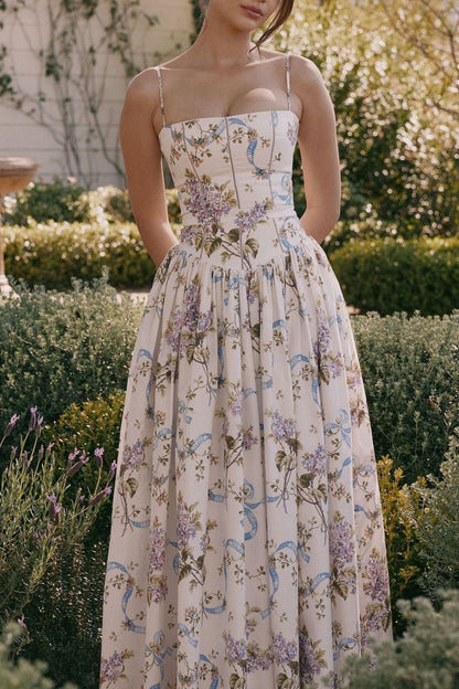 Elegant Gentle Floral Cami Fairy Maxi Dress