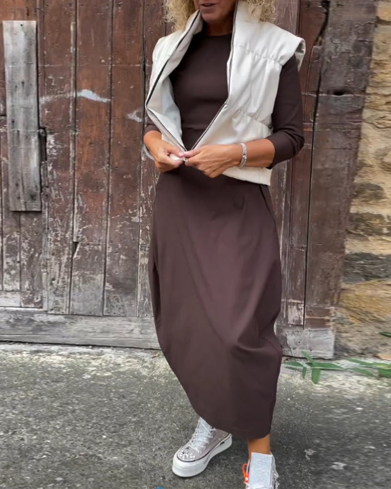 Alice | Elegant, simple Prosta dress with long sleeves and pockets