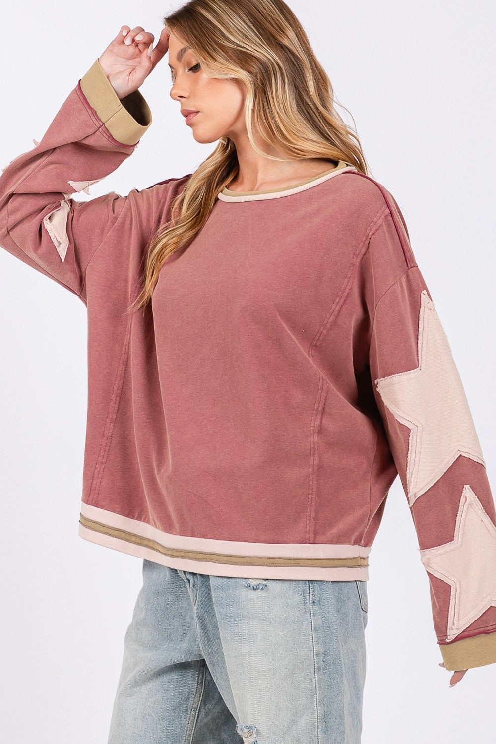 Wendy | SAGE + FIG French terry sweatshirt with star appliqué patch