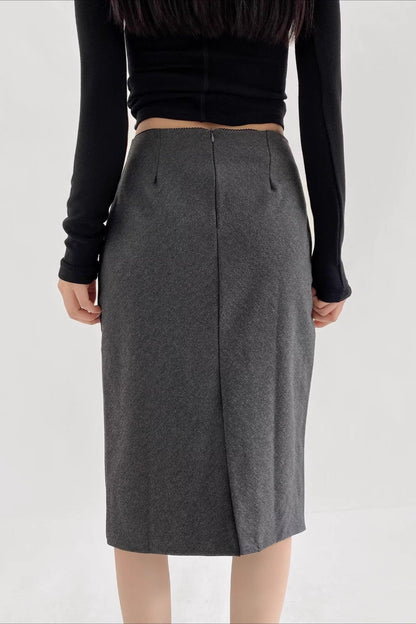 Lace Trimmed Plaid Bodycon Skirt