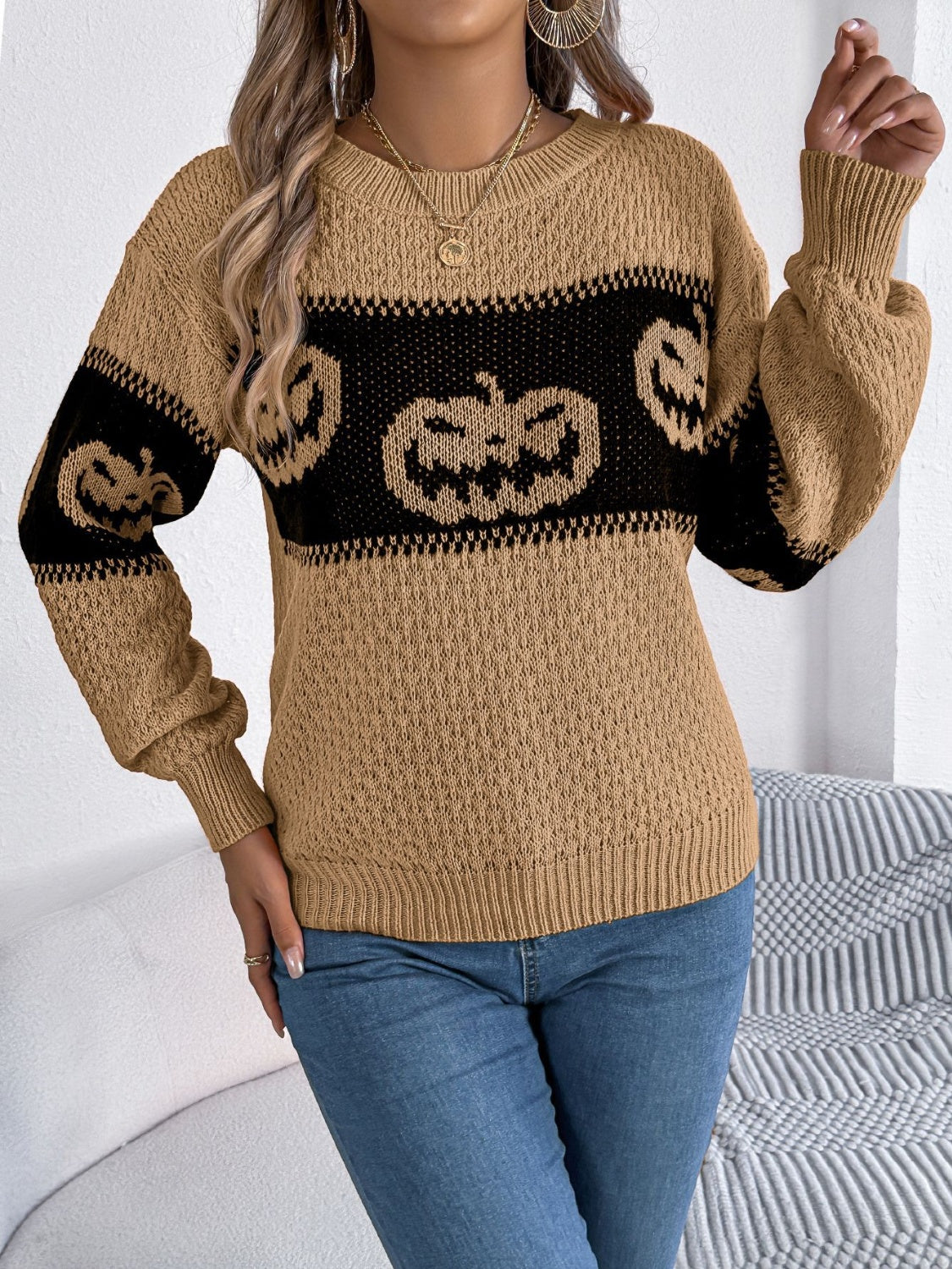 Elsa | Pumpkin long sleeve crew neck sweater