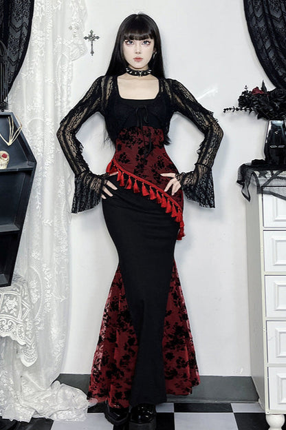 Tassel Lace Strap Gothic Dress