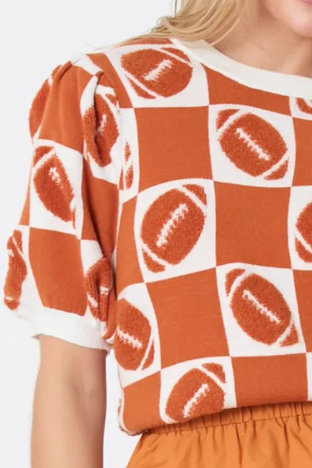 Annika | Football sweater with a crew neck and short sleeves