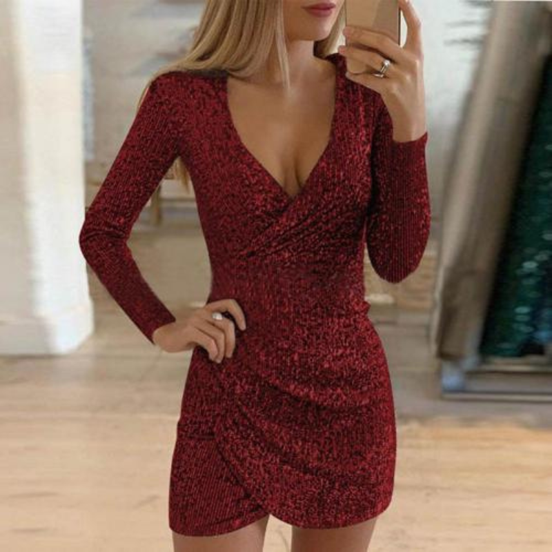 Ivonne® | Women'S Sequin Wrap Mini Dress