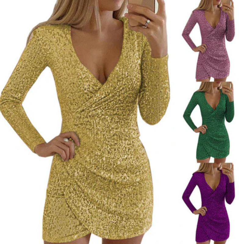 Ivonne® | Women'S Sequin Wrap Mini Dress