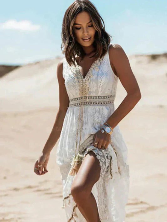 Daniela | Women's Sleeveless Lace A-Line Maxi Dress
