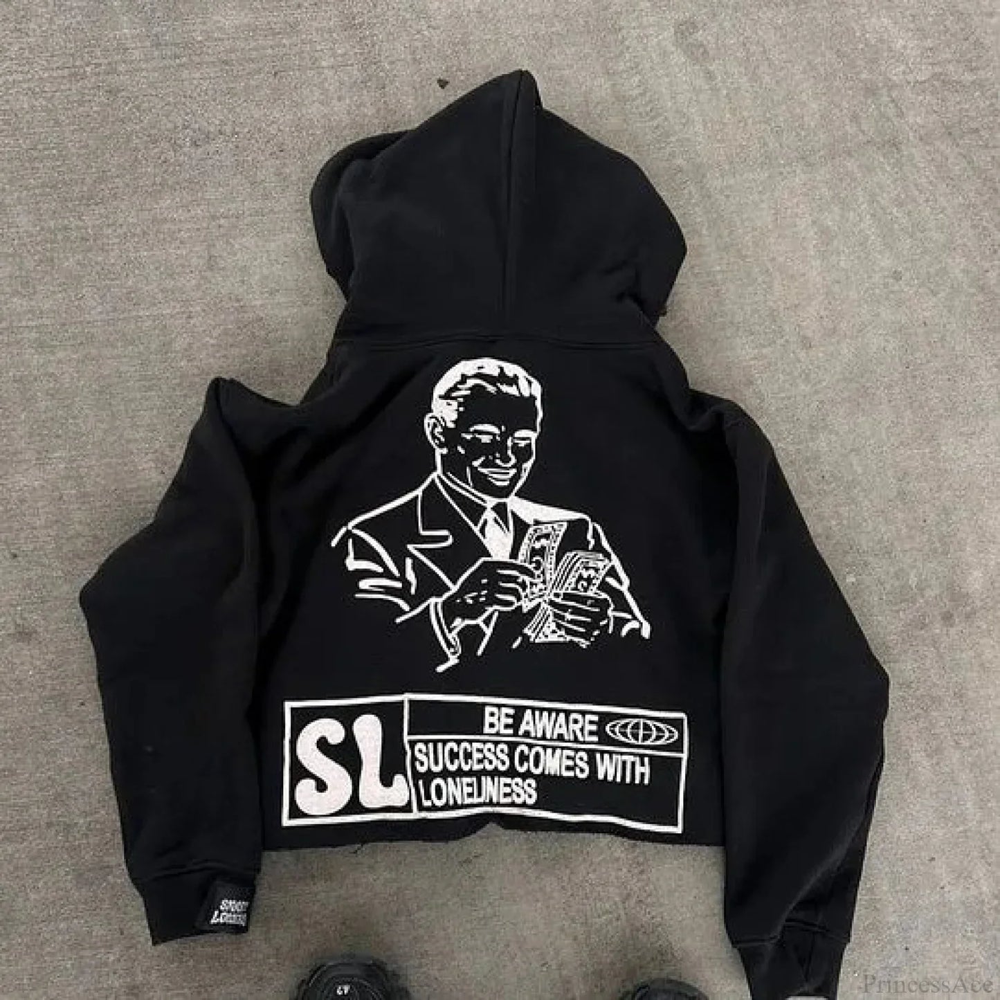 Dark Alphabet Graphic Pullover Hoodie