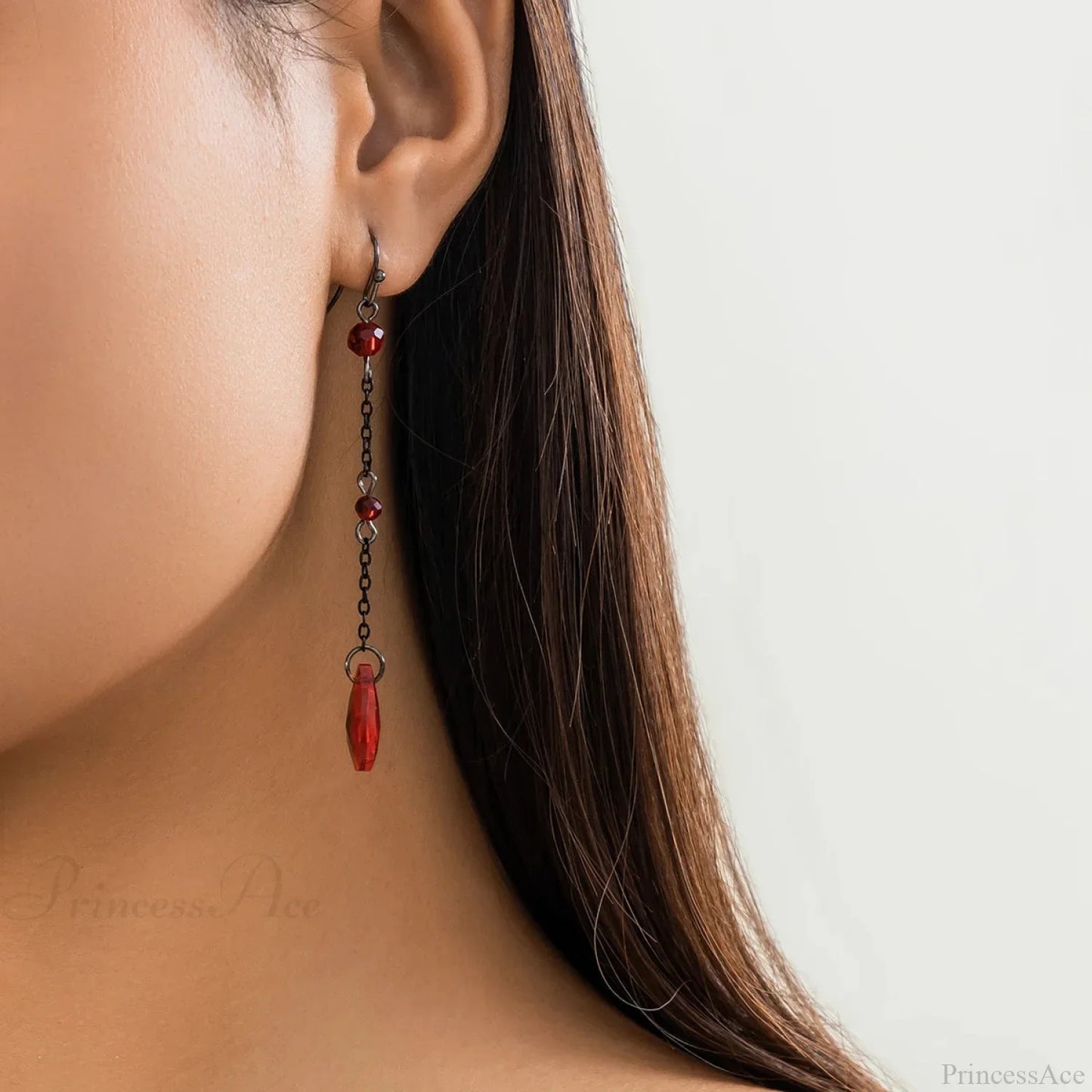 Dark Black Crystal Long Fringe Drop Earring