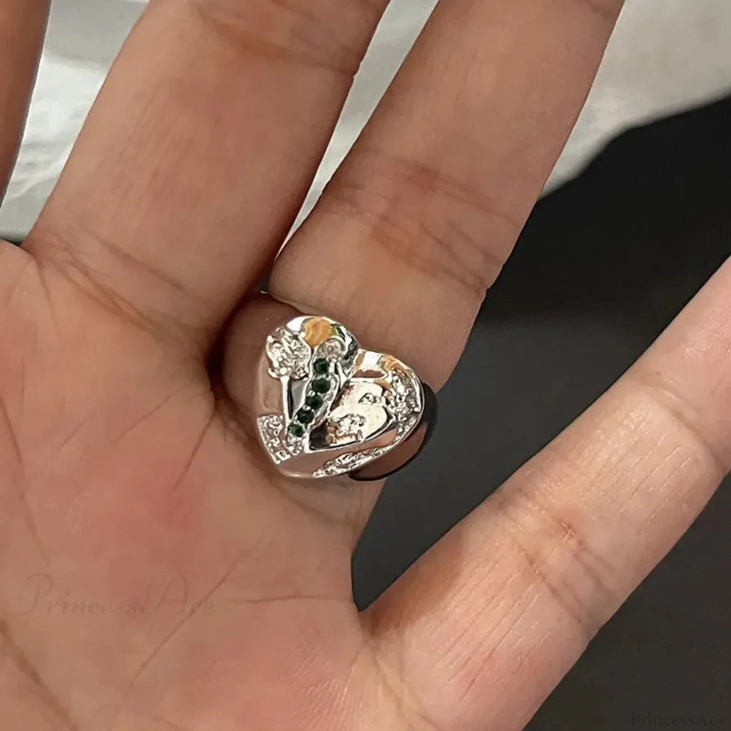 Dark Crystal Ebony Spider Ring