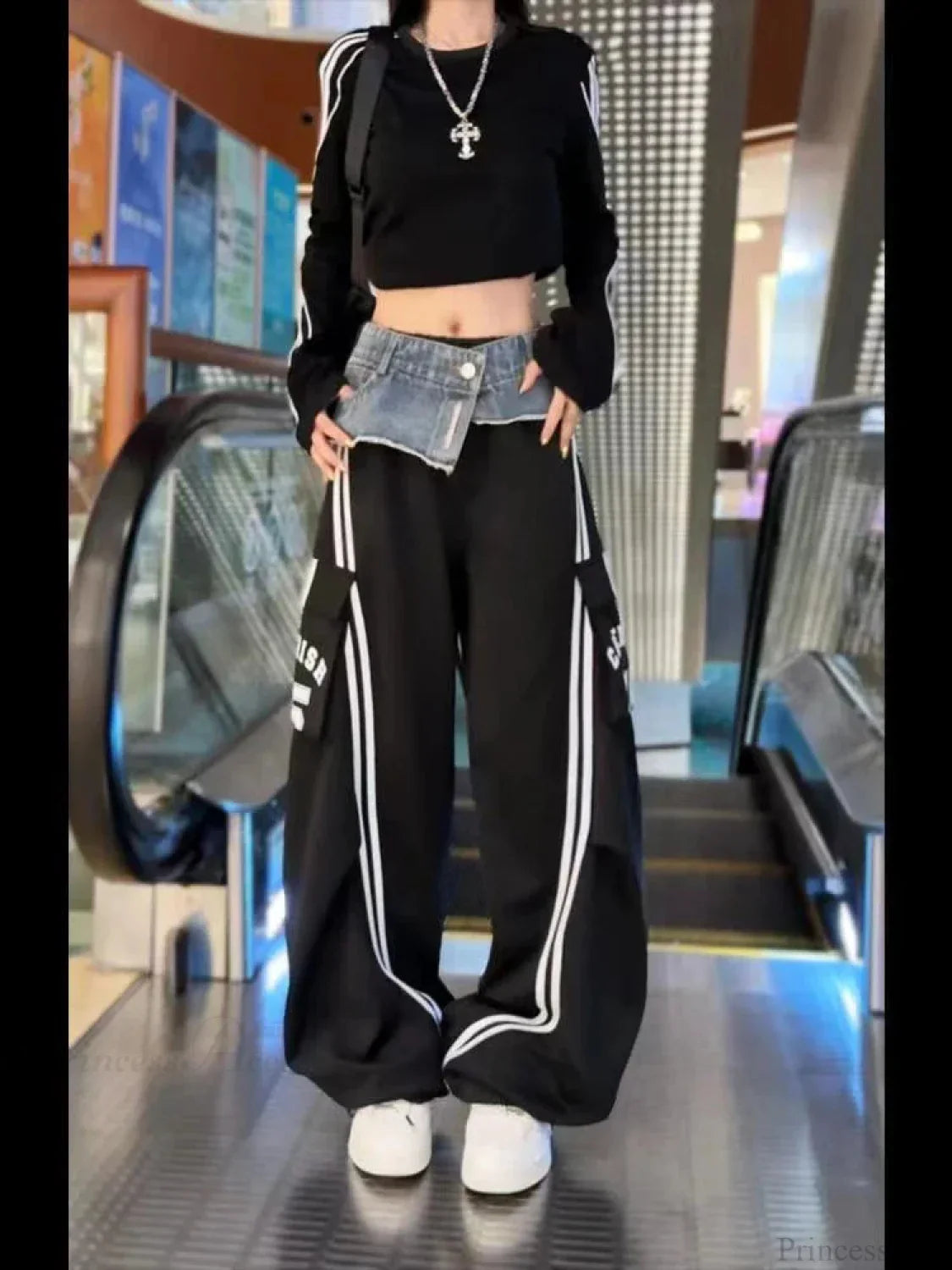 Dark Gothic Skirt Parachute Denim Trouser