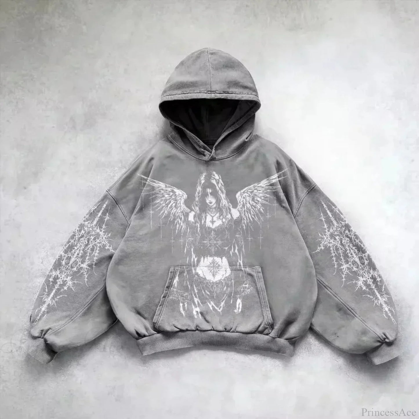 Dark Oversized Design Zip Hoodie