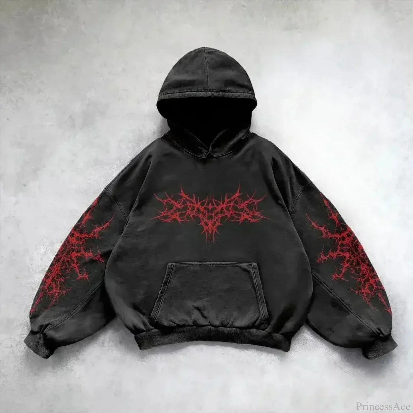 Dark Skull Print Oversized Hoodie