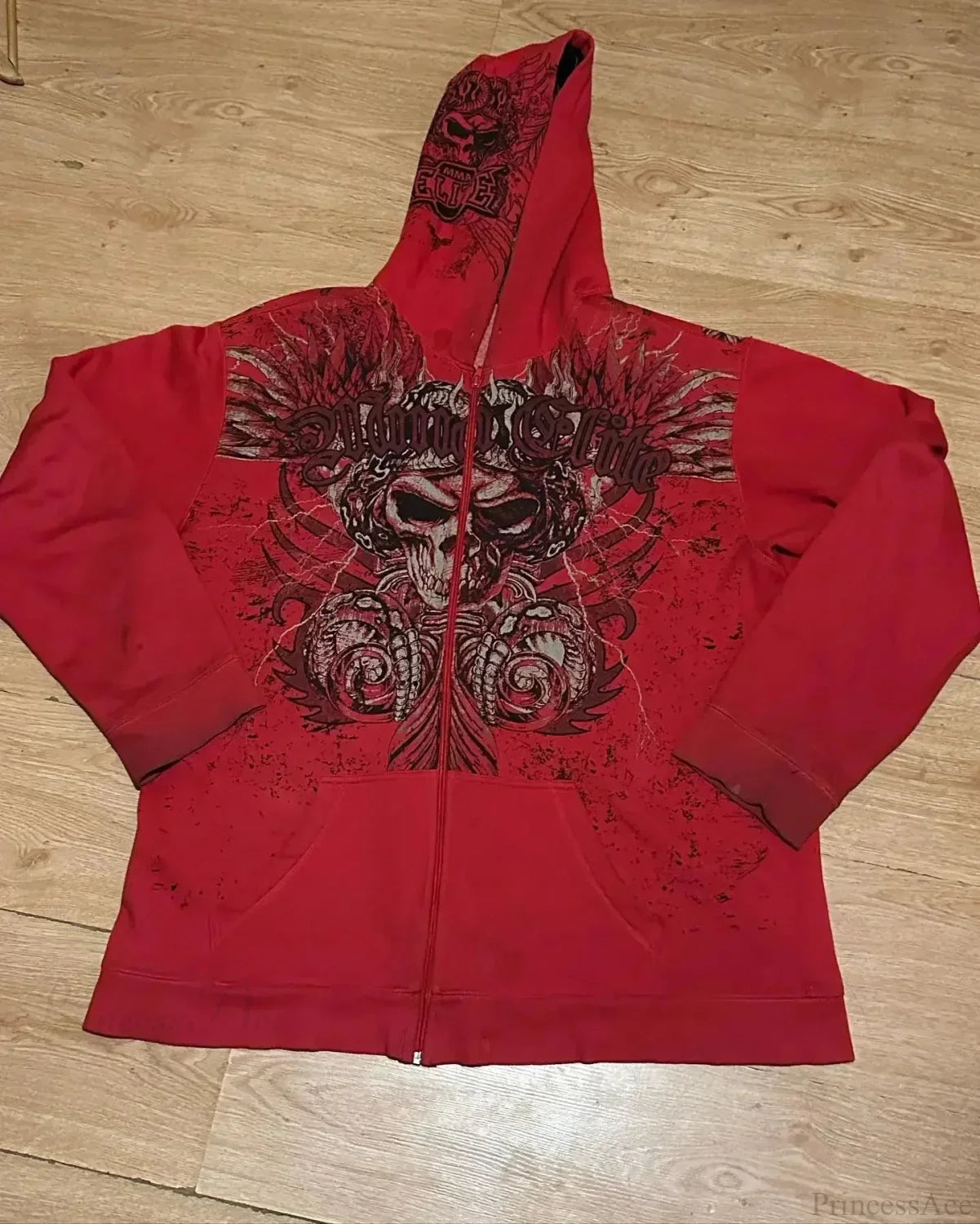 Dark Skull Print Zip Hoodie