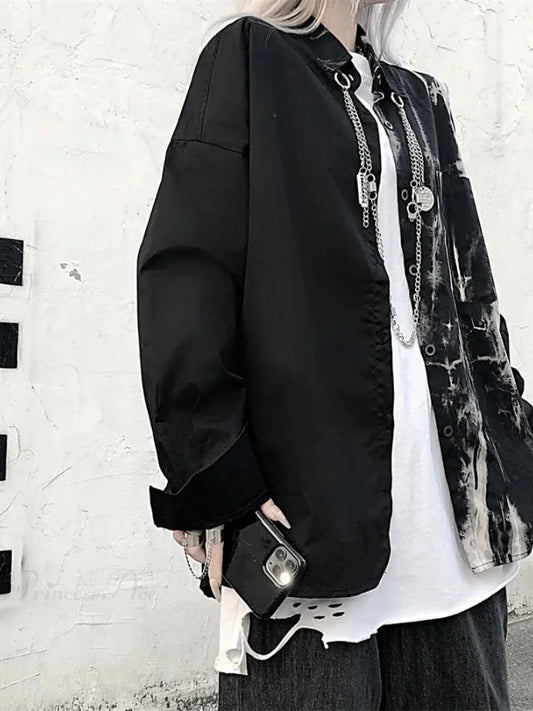 Dark Tie-dye Baggy Blouse
