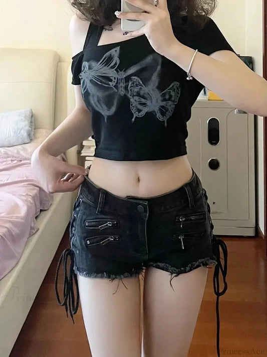 Dark Unfinished Zip Short