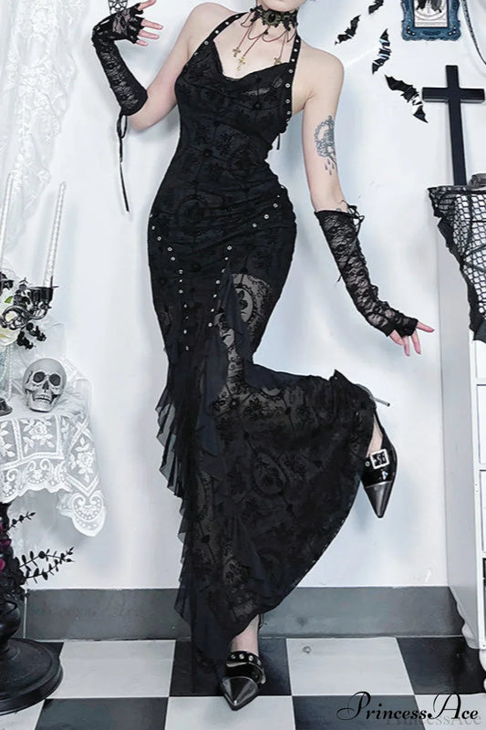 Dark Velvet Drape Gothic Dress