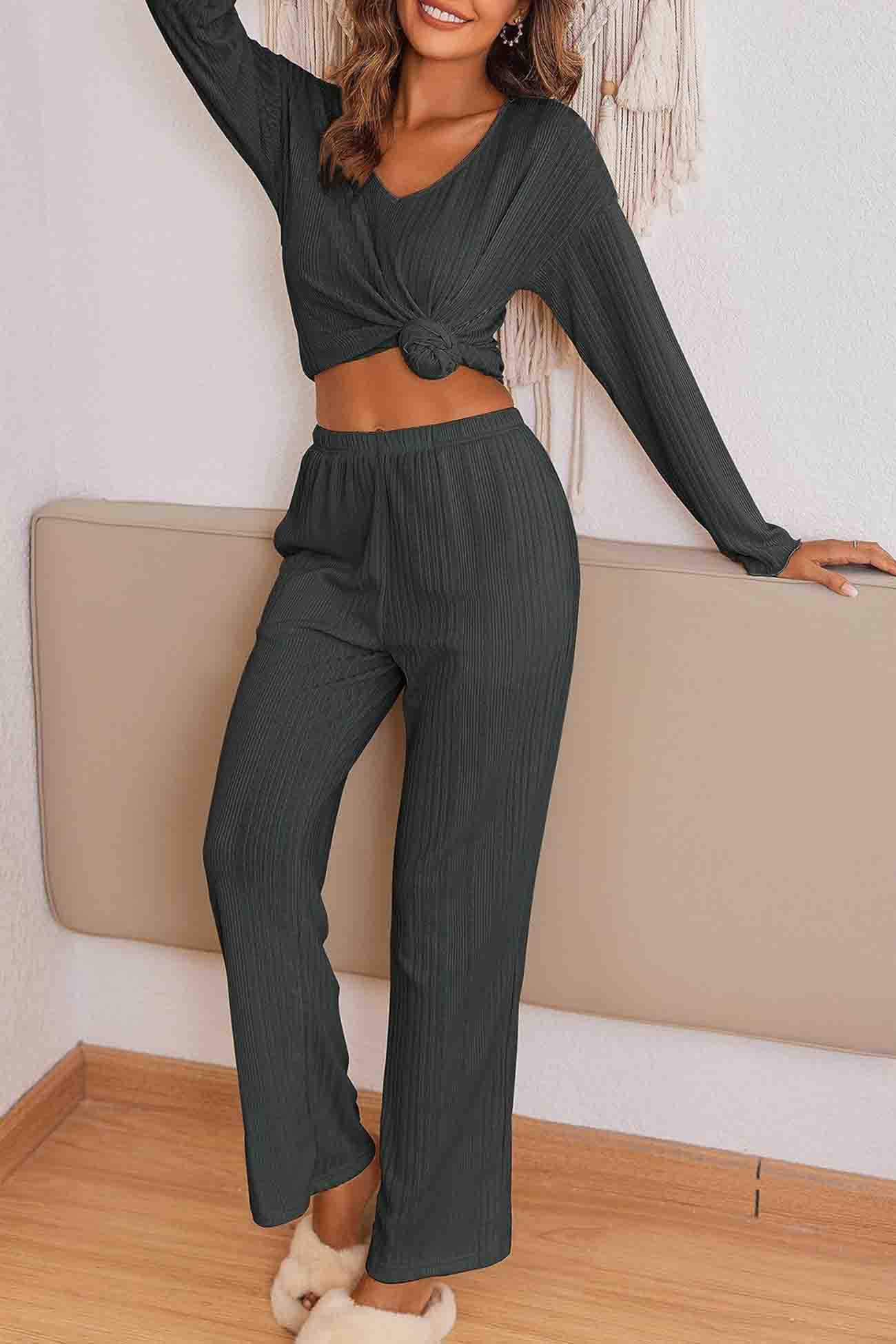 Jana | Ribbed V-neck long sleeve two piece set