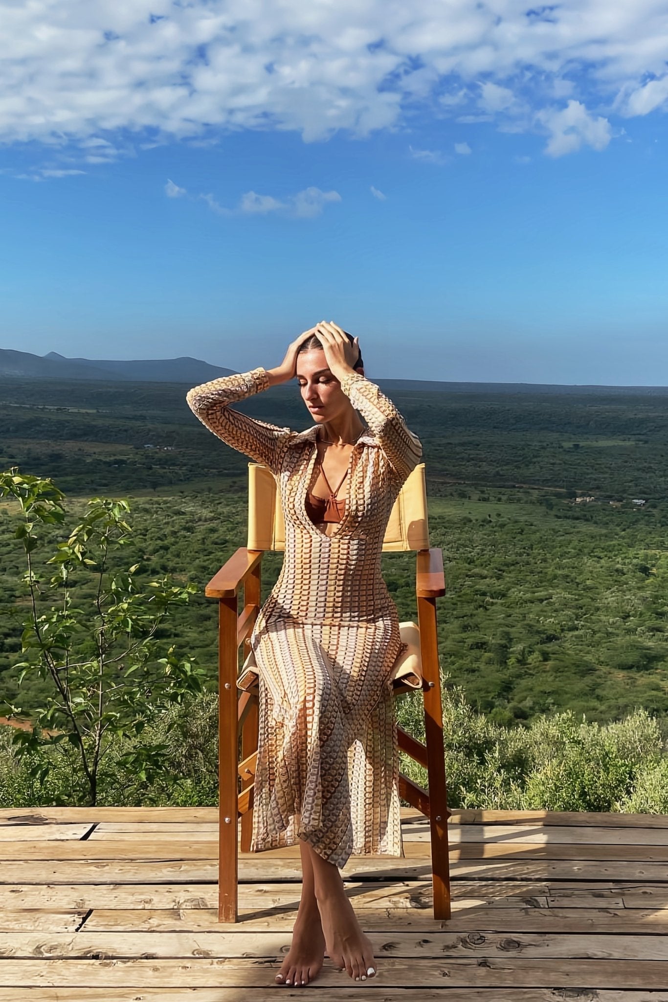 Wanda® | Crochet V-Neck Collar Maxi Dress