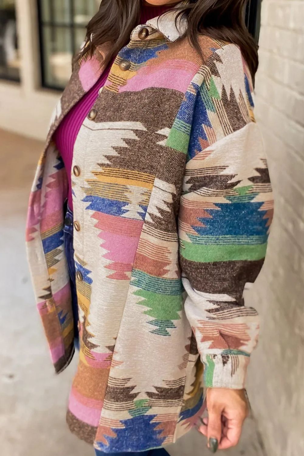 Avelina | Printed button-down long sleeve jacket