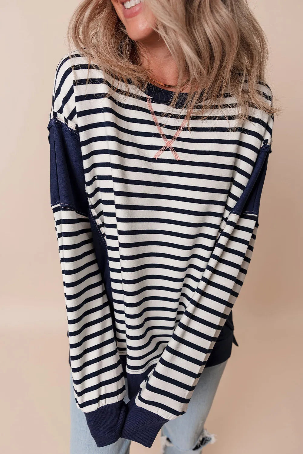 Vera | Striped long-sleeved crew neck sweatshirt