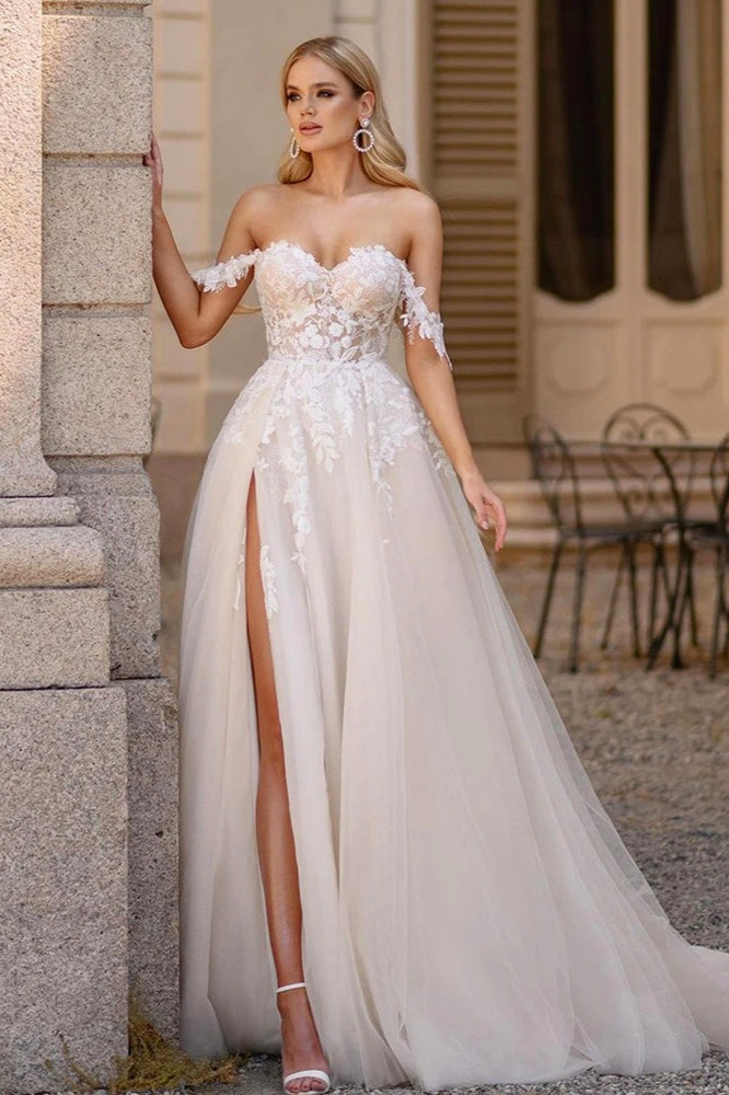 Mermaid Sheer Backless Lace Train Wedding Dress