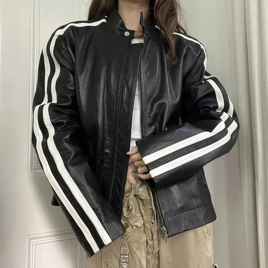 Gudrun | Locomotive style PU leather jacket