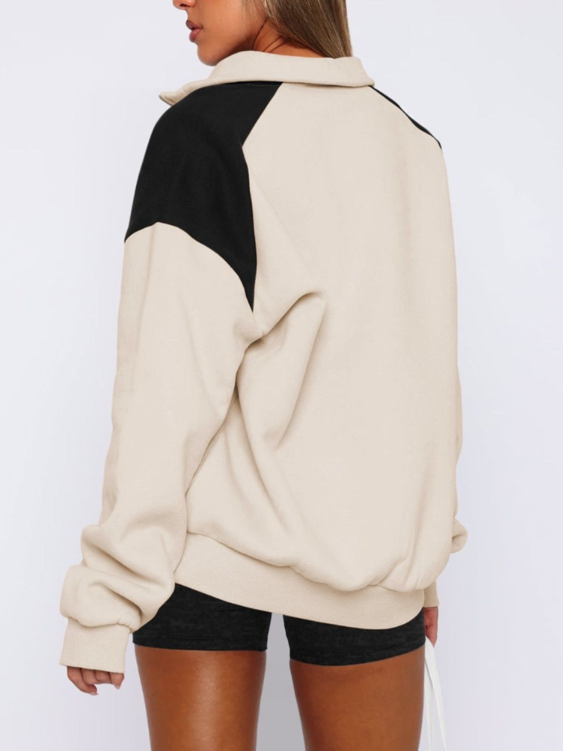 Regine | Long sleeve sweatshirt with contrast quarter zip