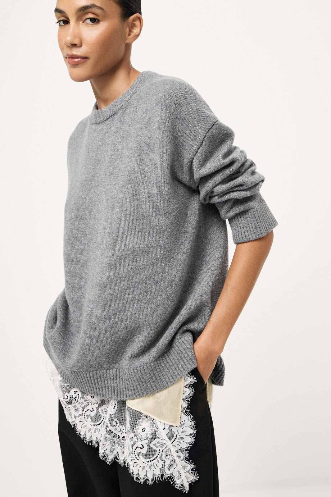 V Neck Lace Trim Patchwork Cami Top