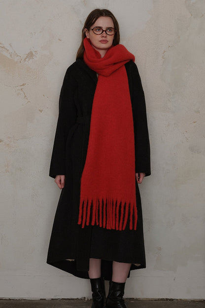Wool Blend Fringed Scarf