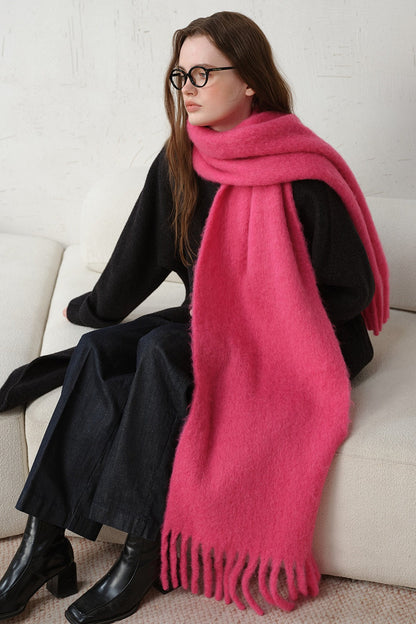 Wool Blend Fringed Scarf