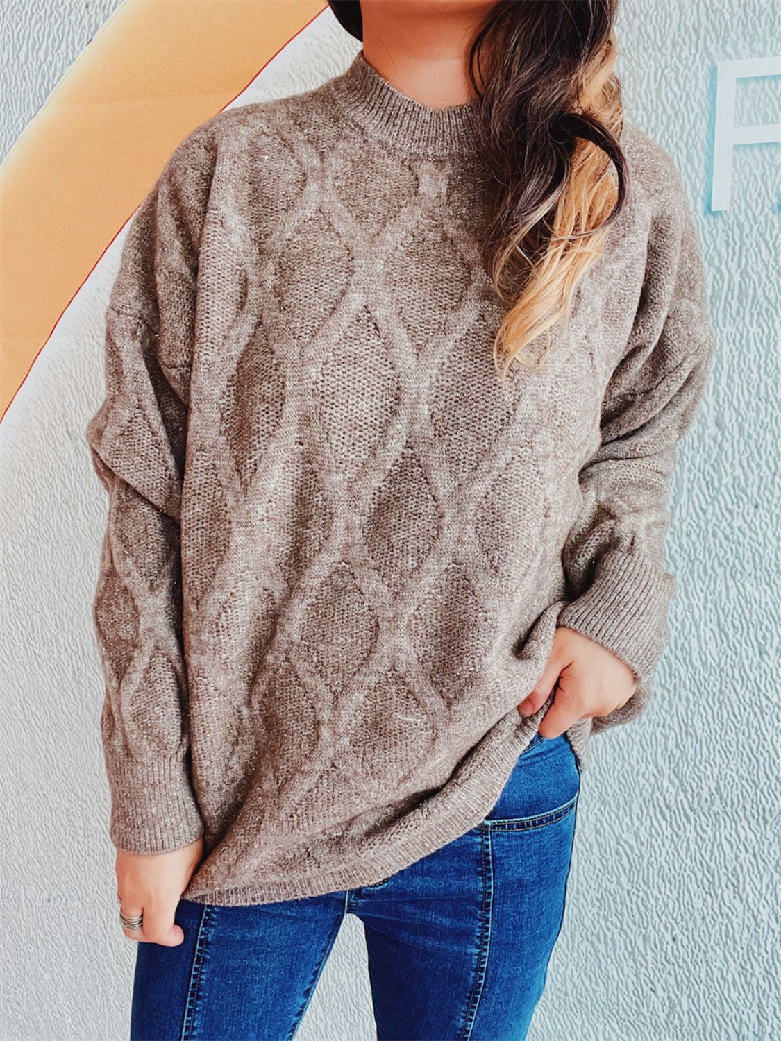 Laura | Diamond sweater with a crew neck and long sleeves
