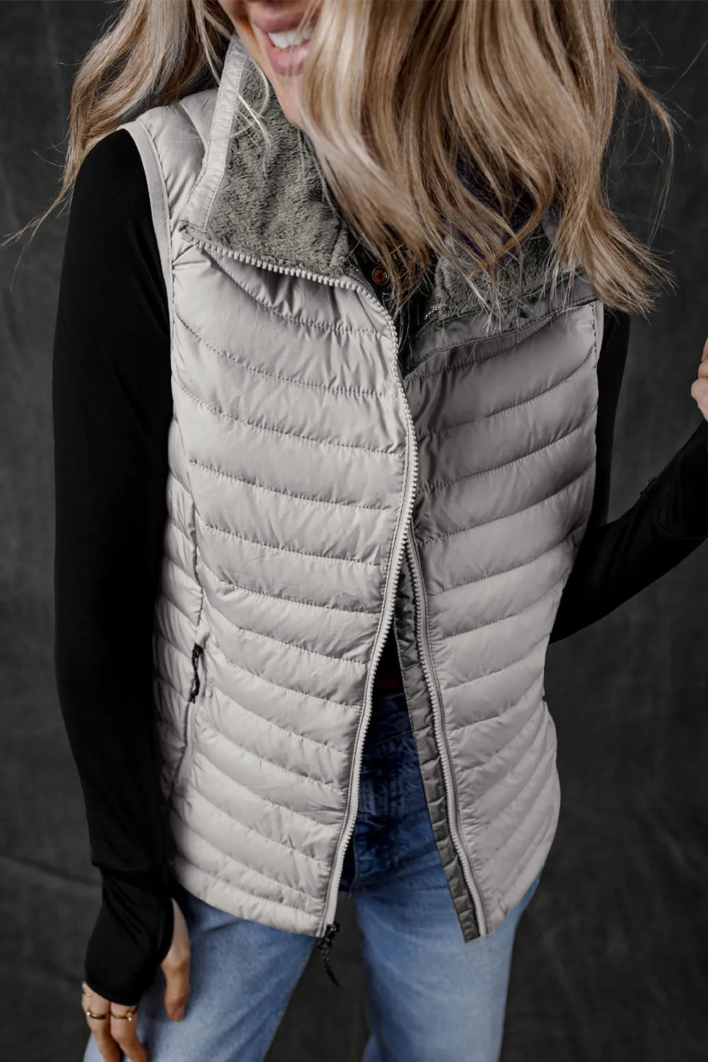 Silvia | Vest coat with zip and pockets