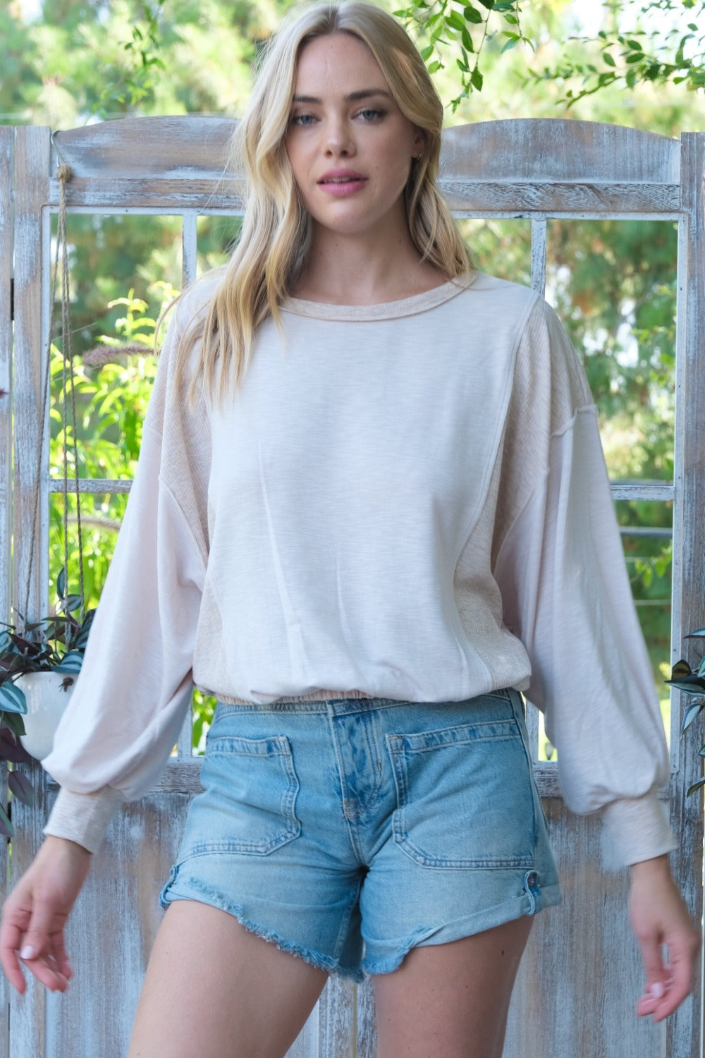 Emma | Hailey & Co rib and two-tone knit blend top