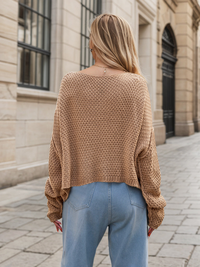 Lena | Long-sleeved sweater with a crew neck and dropped shoulders