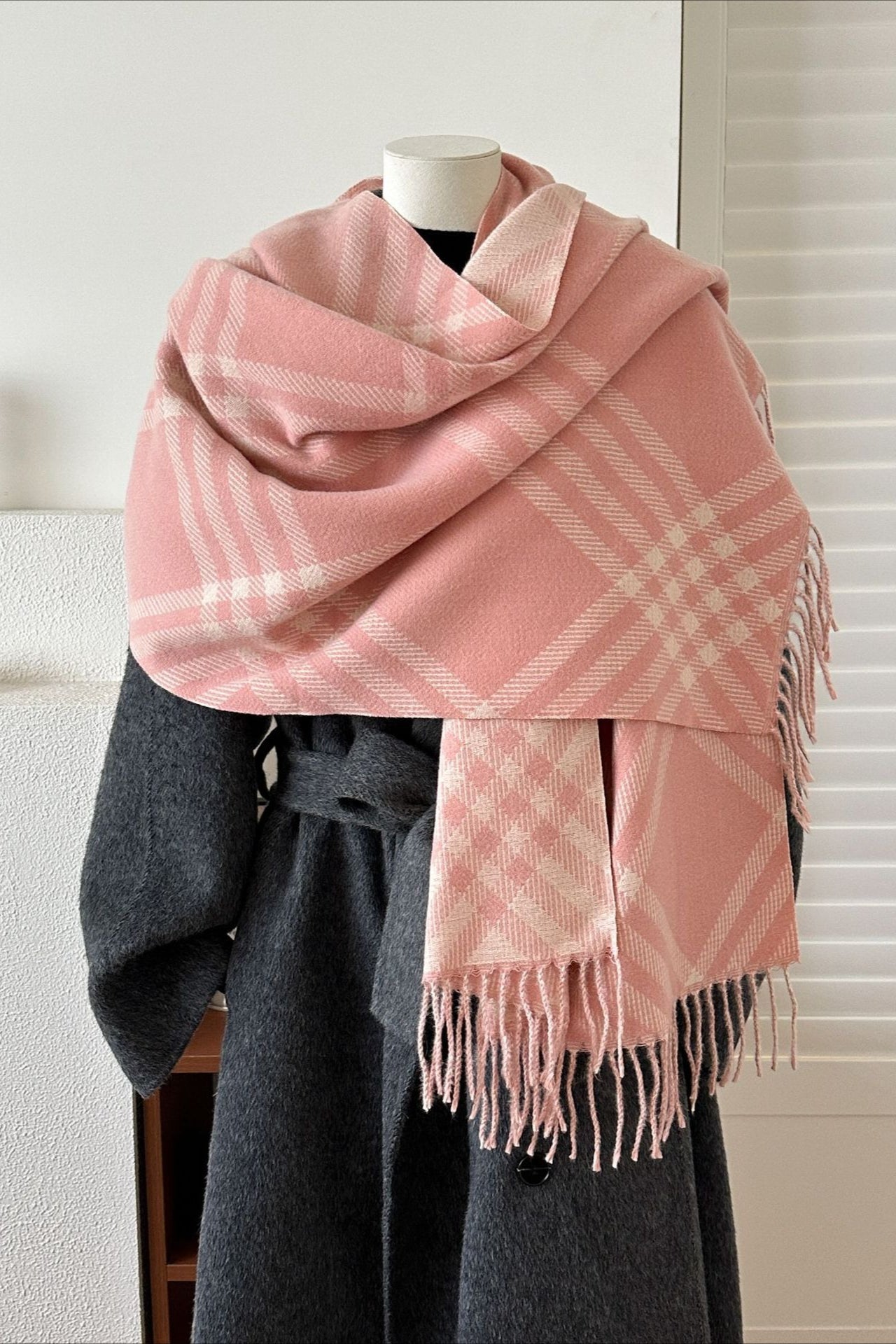 Double-Sided Plaid Festive Faux Cashmere Warm Scarf