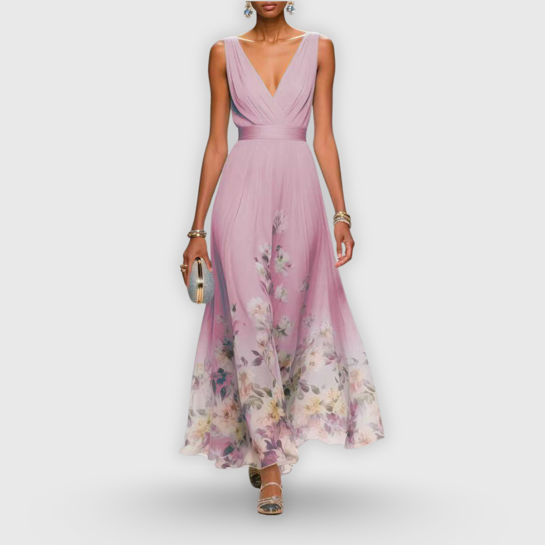 Deanna | Women's Sleeveless Floral V-Neck Maxi Dress