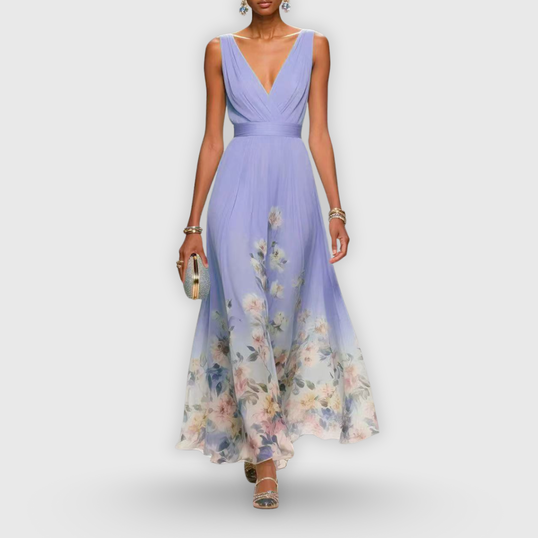 Deanna | Women's Sleeveless Floral V-Neck Maxi Dress