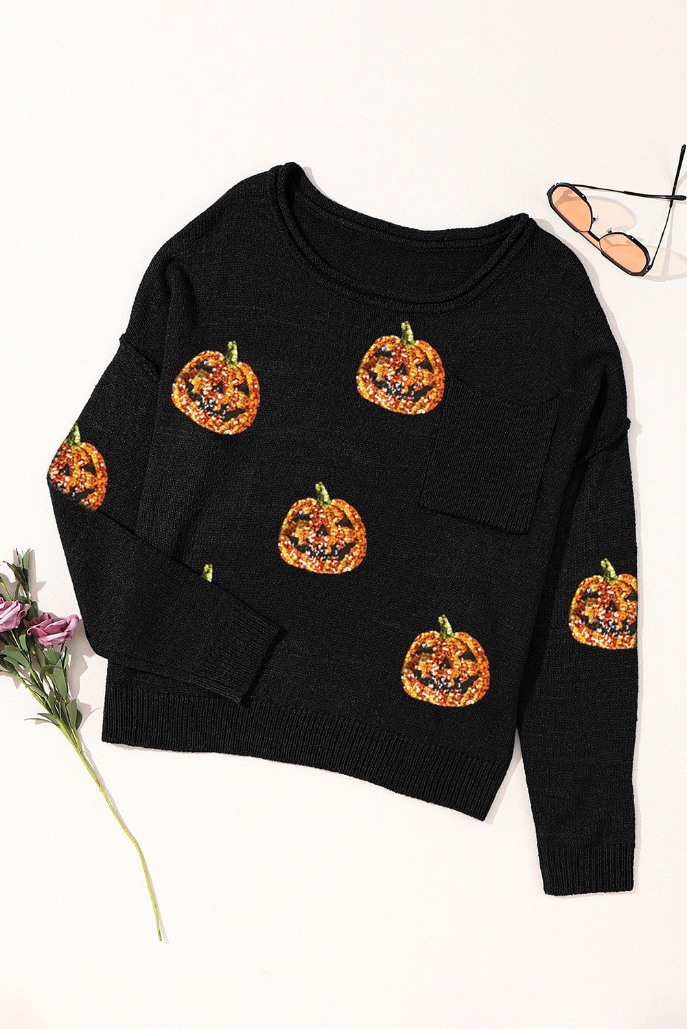 Claudette | Pumpkin long sleeve knit crew neck top