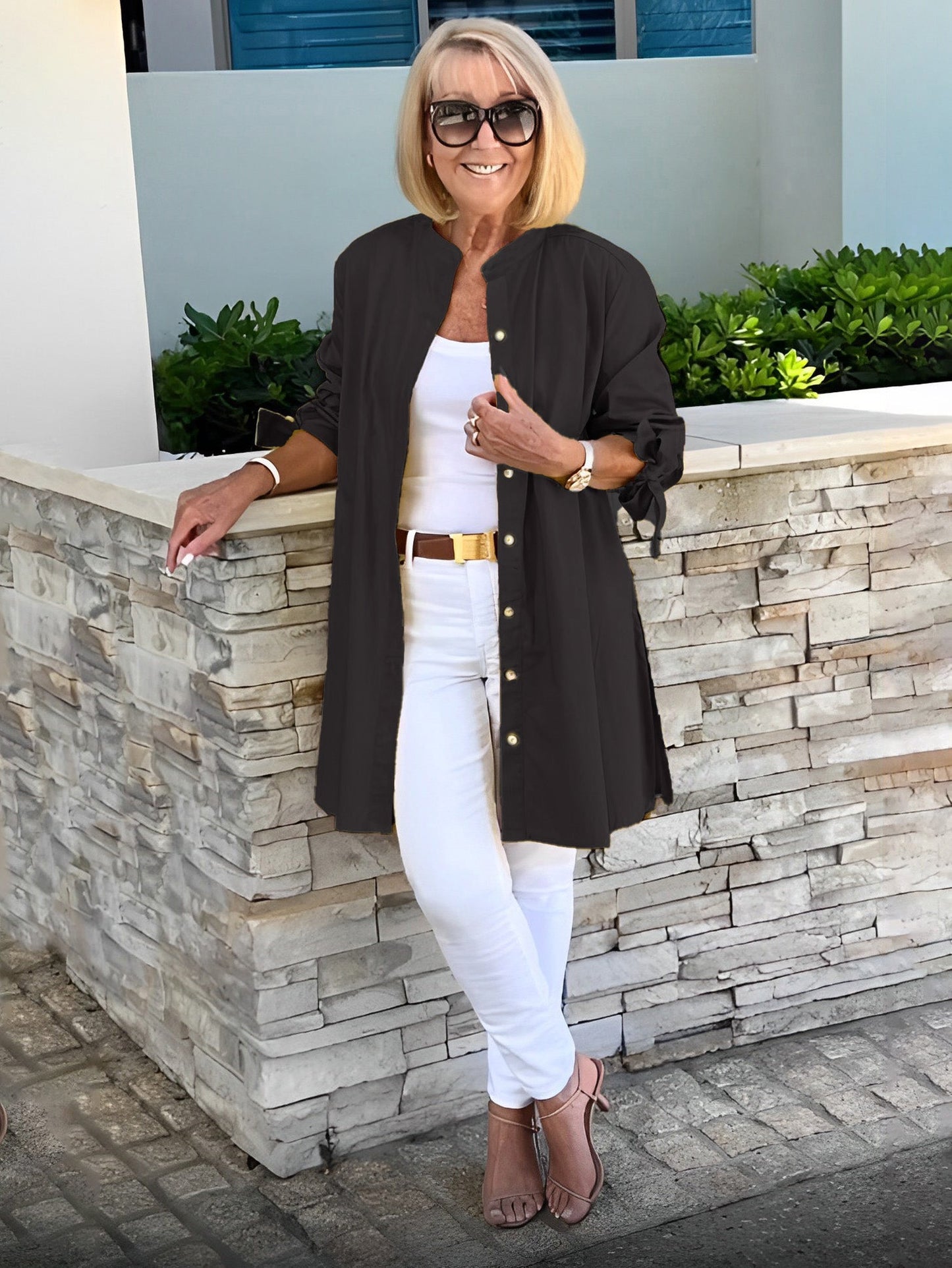 Imelda | Long, simple cotton shirt