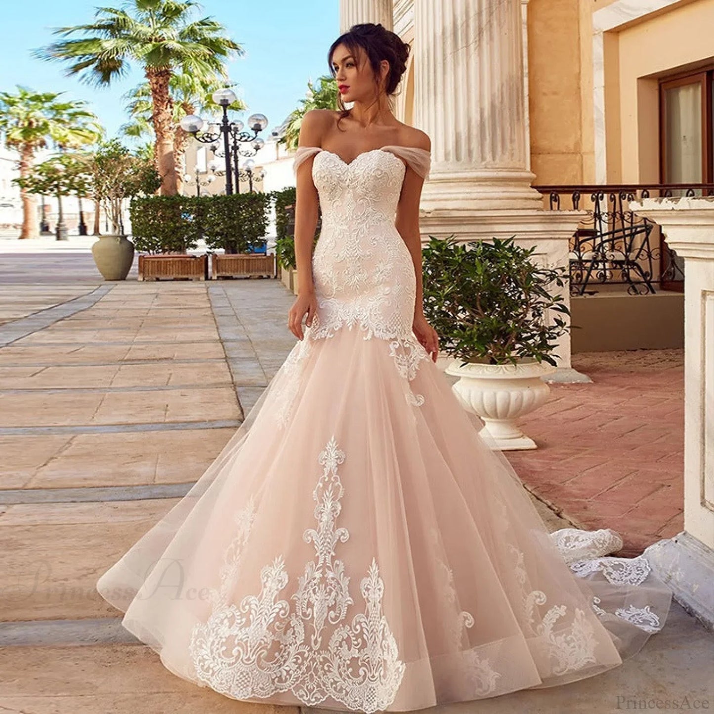 Deep V-Neck Backless Wedding Dress
