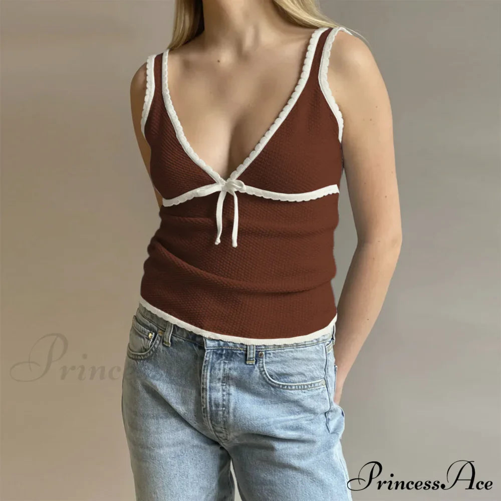 Deep V-Neck Stylish White Seam Top