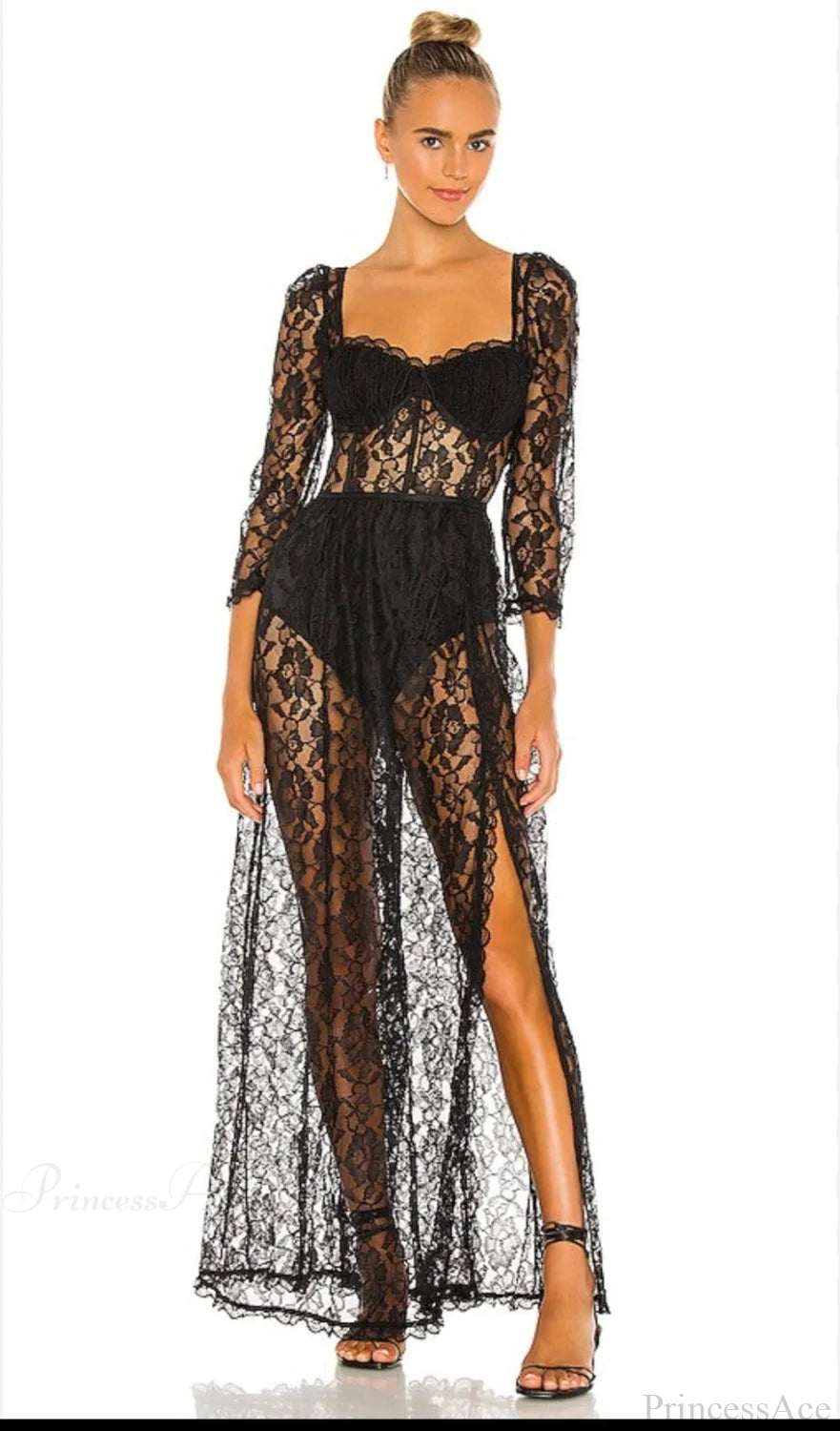 Delilah Sexy Lace Charming Split Maxi Dress