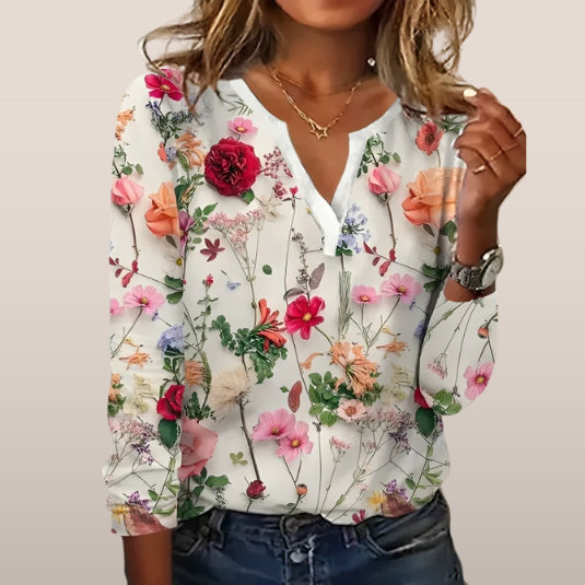 Nerea® | Blouse with imprimé floral and décolleté in V