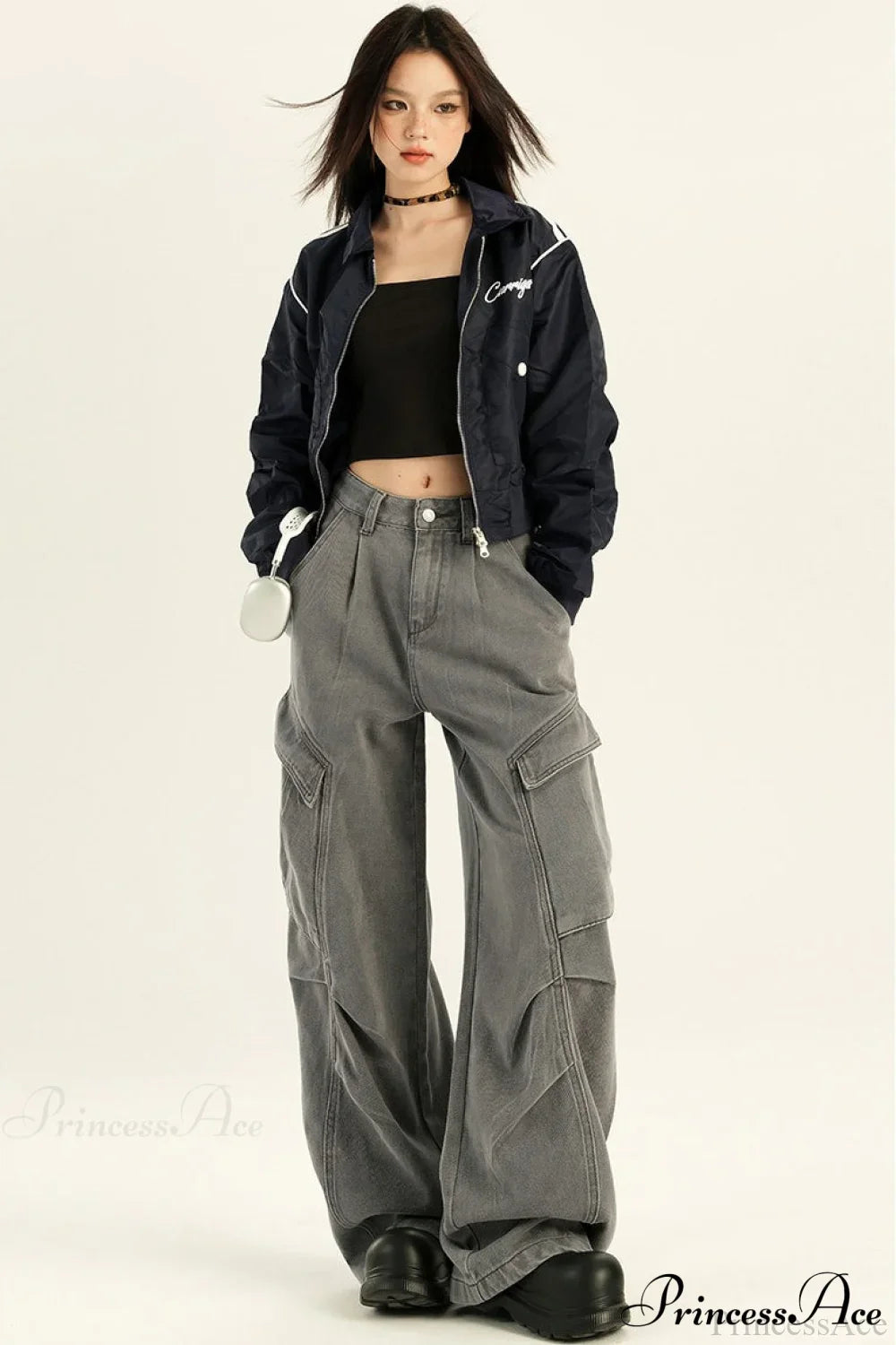 Denim Loose Wide Leg Flattering Cargo Pants