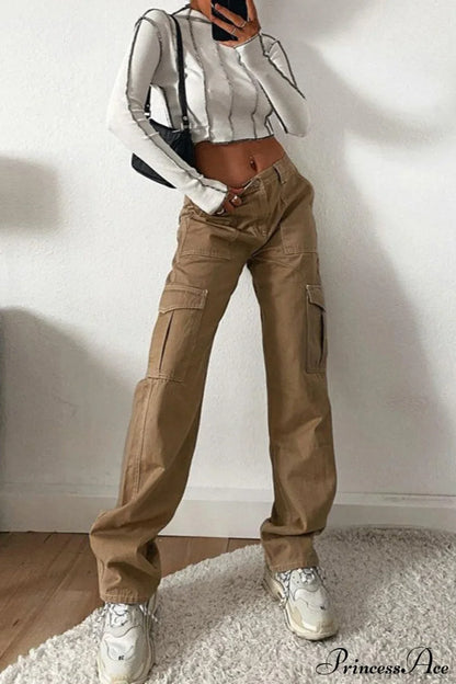 Denim Street Multi-Pocket High Waist Cargo Pants