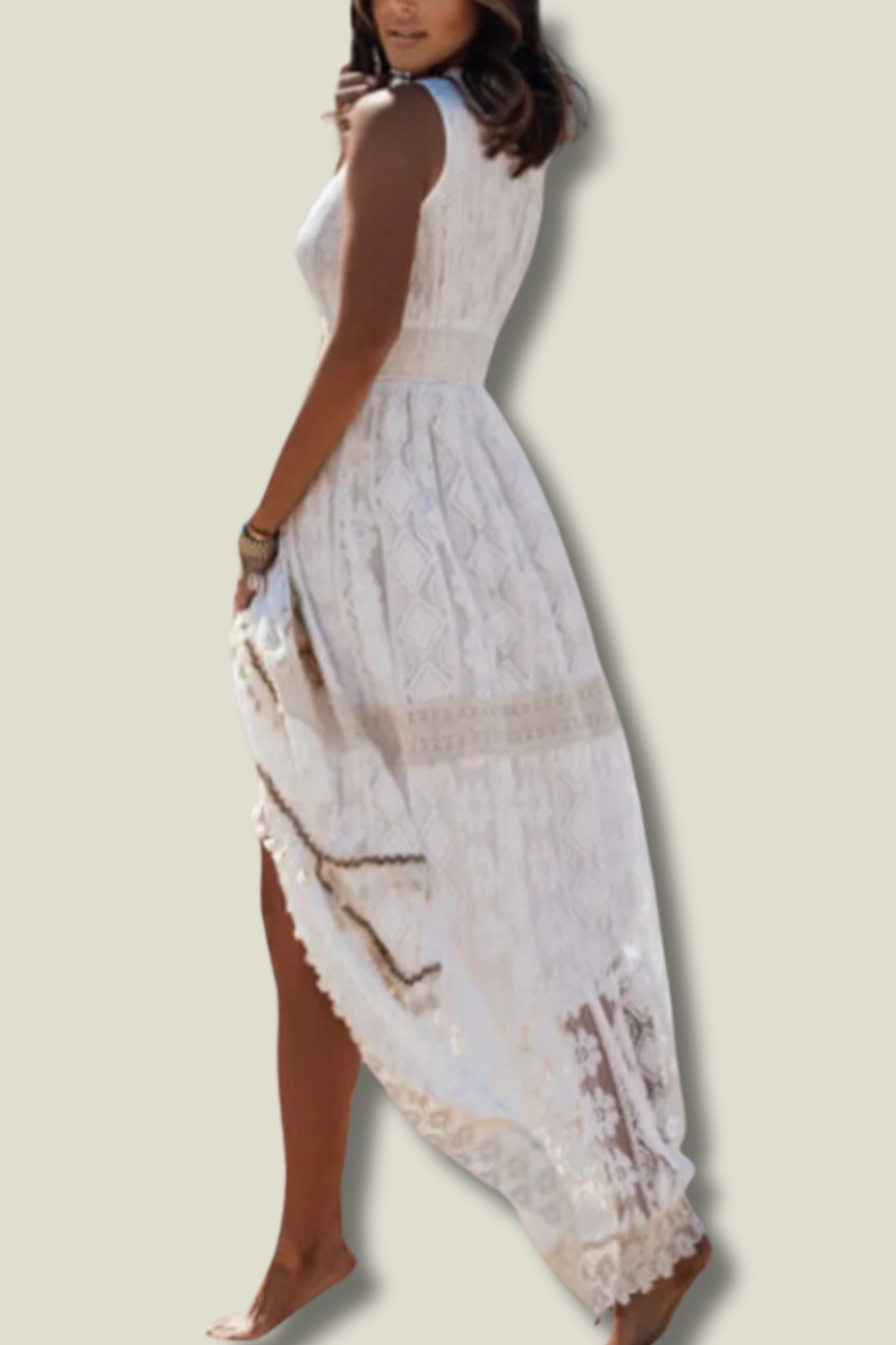 Devon | Women's V-Neck Lace Maxi Dress