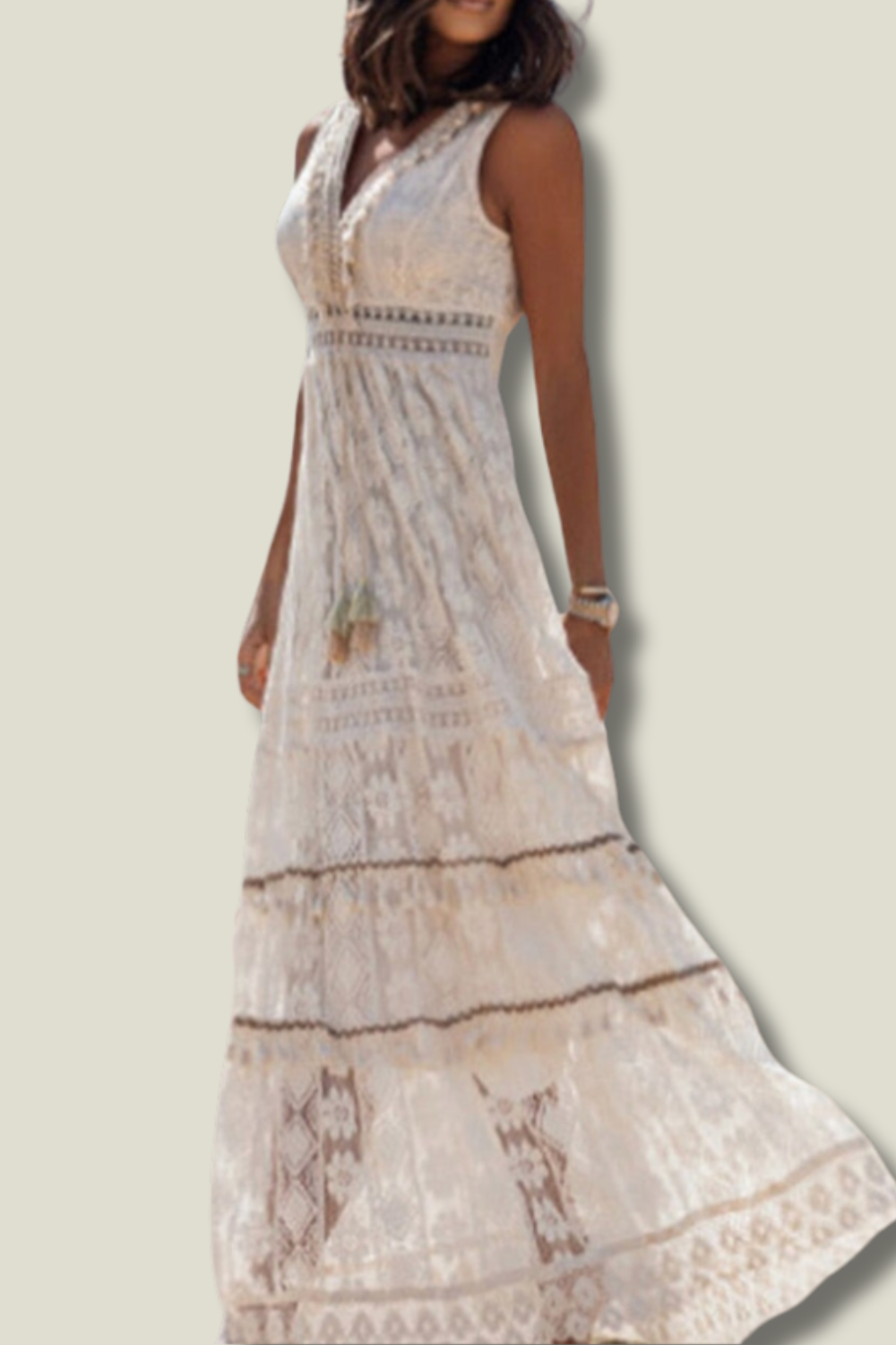 Devon | Women's V-Neck Lace Maxi Dress